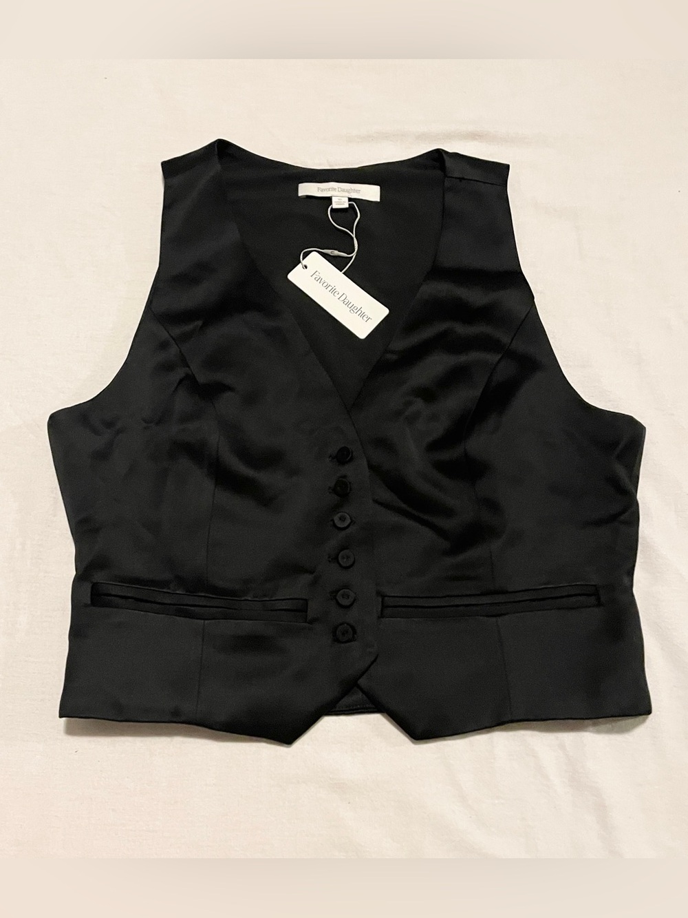 Favorite Daughter The Favorite Satin Vest Meteorite Black Size XS